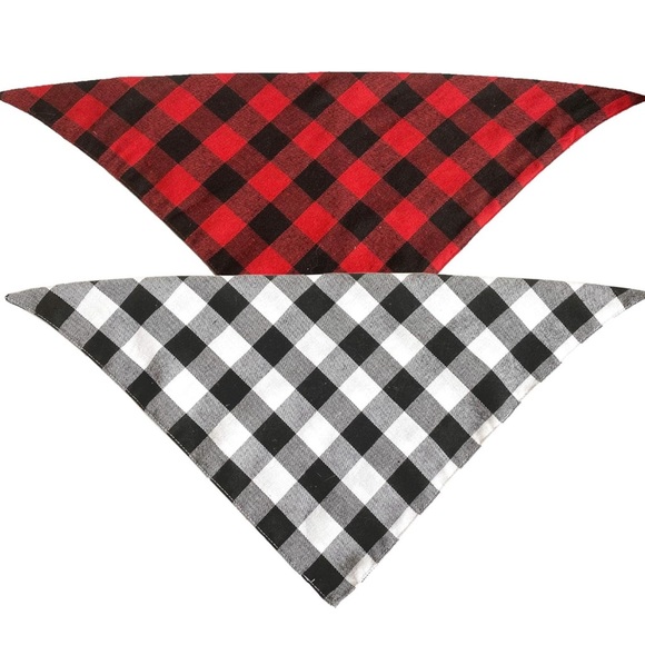Realeaf 2 Pack Plaid Pet Scarves, Checkered Triangle Bandanas Bibs - Picture 4 of 7